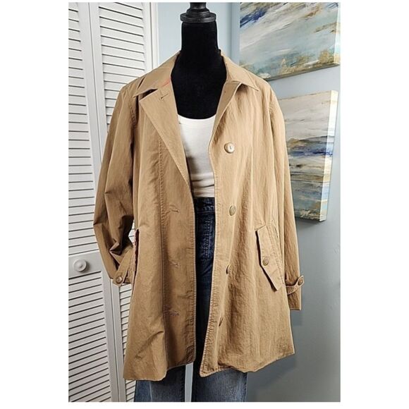 Coldwater Creek Coat – Tan Safari Field Jacket Trench Style Size 12 Large - Picture 1 of 10